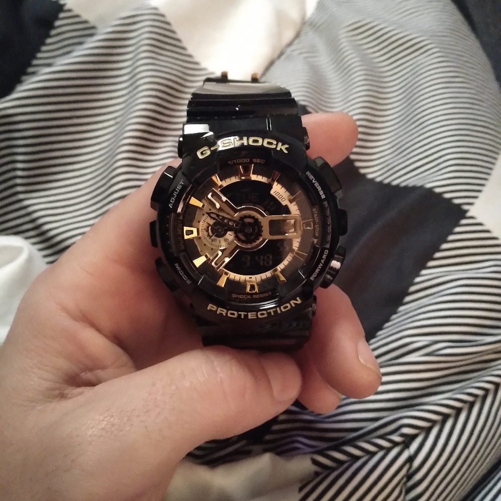 G-shock black and gold watch